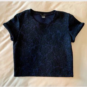 Navy & Black Rose Crop Top